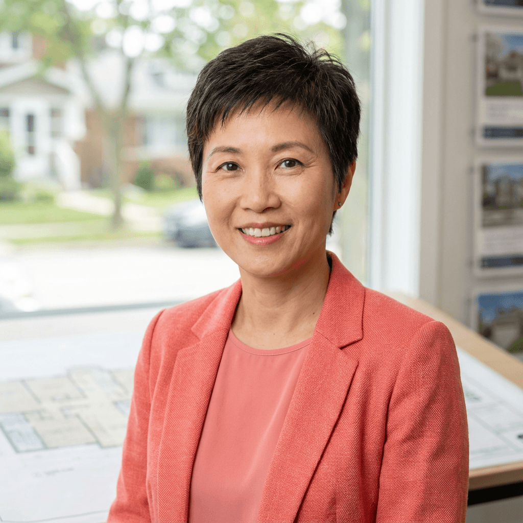 Female condo owner in her late 50s, East Asian, calm and trustworthy, appropriate for property management client