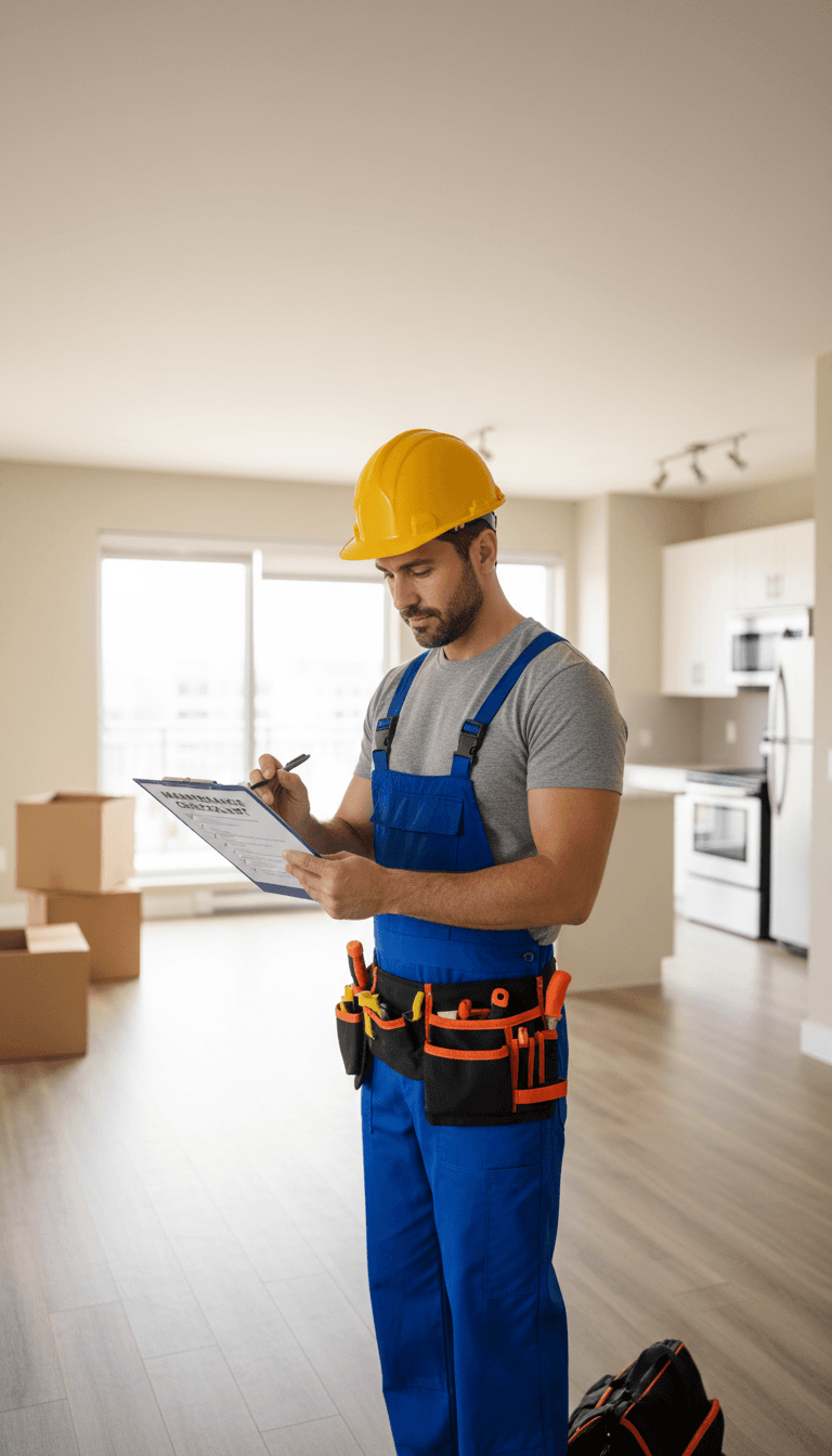 Property manager inspecting an apartment interior