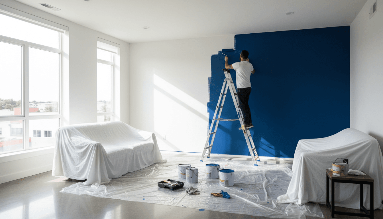 Freshly painted interior wall