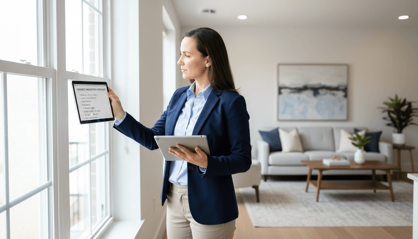Professional inspecting a clean, well-kept apartment unit