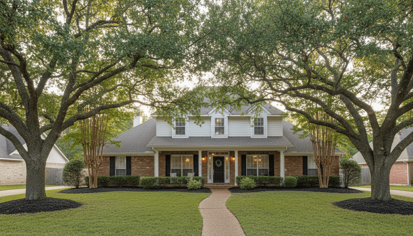 Well-maintained residential townhouse exterior with clean landscaping